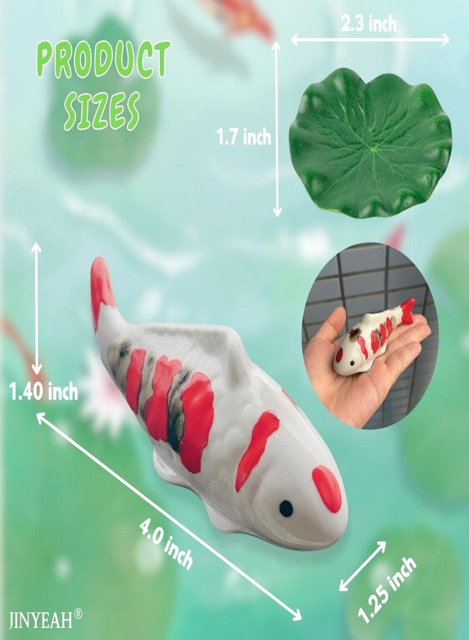 JINYEAH Koi Fish Pond Decor Ceramic Fake Fish Floating 4″ Aquarium Decor Floating Koi Pond Swimming for Birdbath Pond Fountain Fake Aquarium Tea Pet- New - Image 2